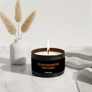 oscar's pole position peace candle – funny f1 gift, oscar piastri candle, mclaren fan gift, handmade formula 1 candle